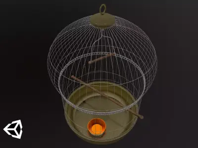 Bird cage PBR 3D model with Texture for Games and Films Low-poly 3D model