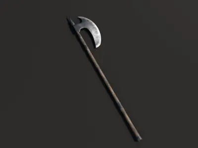 Medieval Two Handed Battle Axe Low-poly 3D model