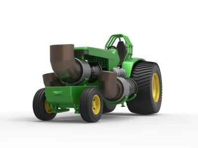 Pulling Tractor JD with 3 jet engines Scale 1 to 25 3D print model