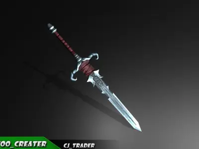 Fantasy Excalibur Sword Lowpoly 3d model Low-poly 3D model