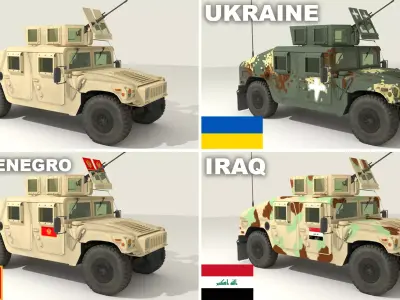 HMMWV M1114 Humvee - Multiple Operators 3D model