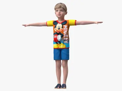 Realistic Child Boy Rigged 3D model