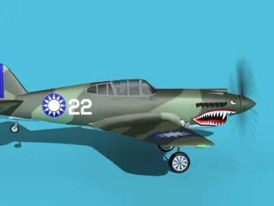 Curtiss P-40B Tomahawk V06 China Flying Tigers 3D model