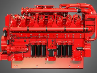  QSK95 16 Cylinders Engine - Marine Turbocharged Diesel Engine 3D model