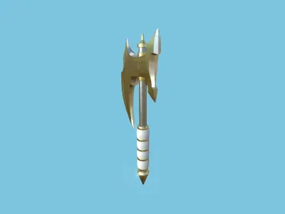 Medieval Battle Axe 10 Golden Luxury - Fantasy Weaponry Low-poly 3D model