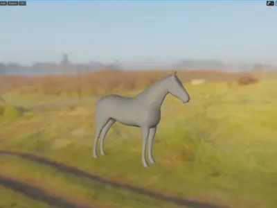horse lowpoly in field 3D model