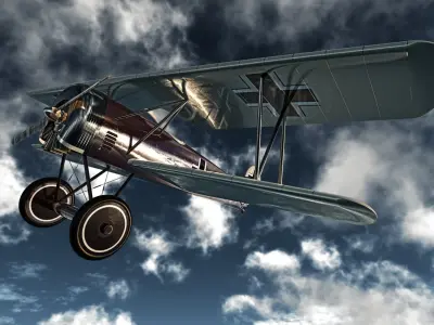 Fokker D VII German fighter plane 3D model
