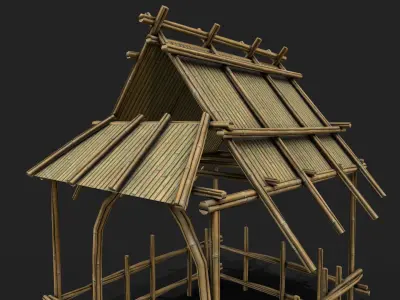 Bamboo Shelter 6 Low-poly 3D model