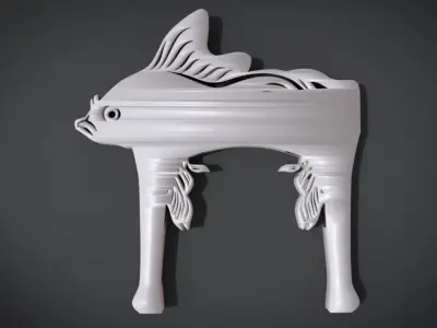 Unique Chair Legs Ornament with Fish Ornament motif Low-poly 3D model