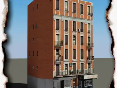 Building with windows and balconies 3D model