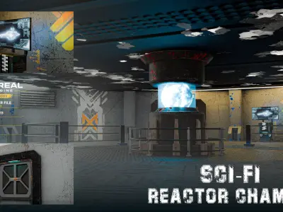 Digital Heart - Energy Core Chamber Sci-Fi Environment  Low-poly 3D model