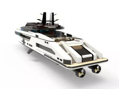 Whale Yacht White 3D model