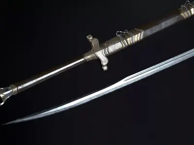 Long Sword Melee Weapon Low-poly 3D model