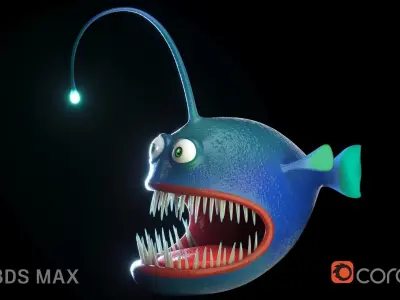 Cartoon Angler  Fish 3D model