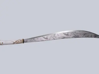 Damascus bolo Low-poly 3D model