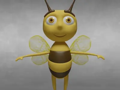 Bee cartoon rigged character Low-poly 3D model
