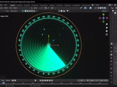 scifi radar hud design Low-poly 3D model