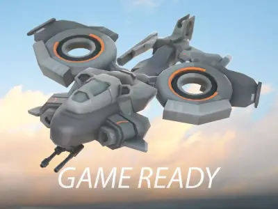 Mobile Game Ready Sci-Fi Helicopter Gunship Free low-poly 3D model