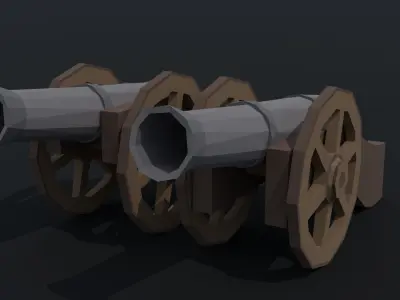 Cartoon medieval cannon Polygonal Style Low-poly 3D model