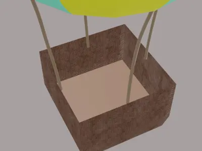 Hot air baloon Low-poly 3D model