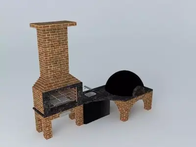 sink and oven barbecue katia wood Free 3D model