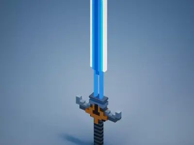 Sword created with voxel art 3D model