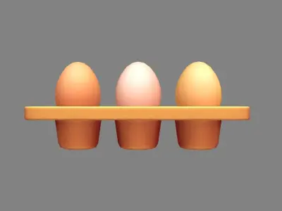 Cartoon  eggs in the egg tray Low-poly 3D model