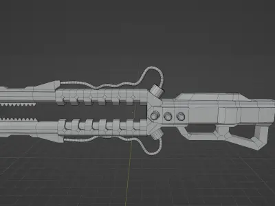 RailGun gun with two blades Free low-poly 3D model