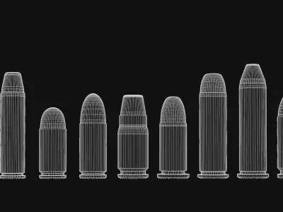 19 pistol-revolver rounds 3D model