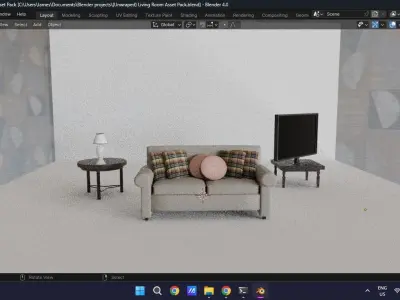 Living Room Furniture Asset Pack Sofa TV Lamp Tables Low-Poly 1 Low-poly 3D model