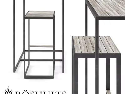 Roshults Garden Bar Table Set 3D model
