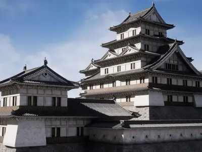 Japanese Modular Castle Low-poly 3D model