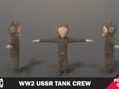 WW2 USSR Tank Crew Low-poly 3D model