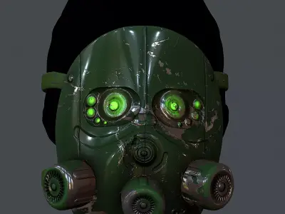 Gas mask helmet 3d model scifi Low-poly Low-poly 3D model