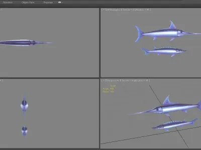 Cartoon fish - Xiphias gladius -marlin Low-poly 3D model