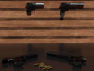 Desert eagle gun Low-poly 3D model