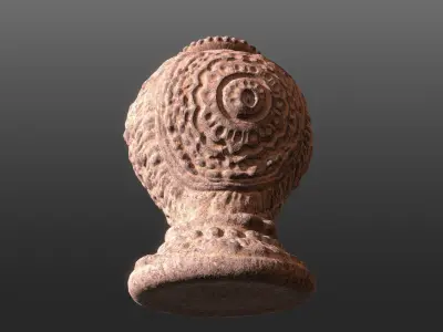 Antique Terracotta Pot with sculpted flowers mandala details 3D model