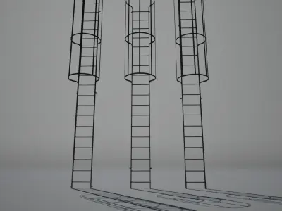 Three tunnel safety ladders 3D model