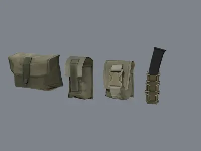 Molle pouches pack Low-poly 3D model