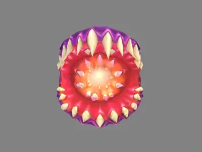 Cartoon Purple Fish Demon - Whale Monster Low-poly 3D model