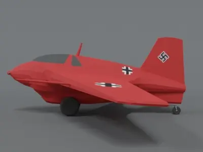 Low Poly Cartoon Messerschmitt Me 163 Komet Airplane Low-poly 3D model