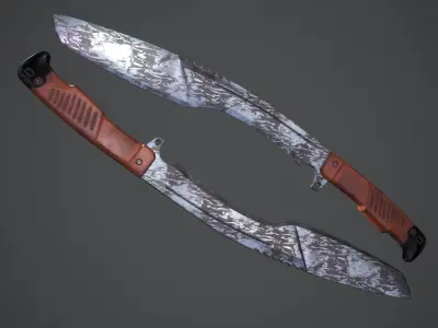 Knife Kukri - Damascus Steel Version 1 Low-poly 3D model