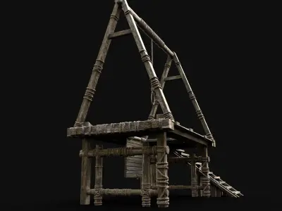 GALLOWS HANGING EXECUTION TORTURE TORMENT DEATH CONSTRUCTION Low-poly 3D model