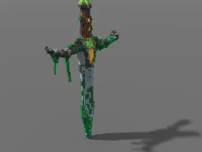 Voxel - Mossy Sword - Low-poly 3D Model Low-poly 3D model