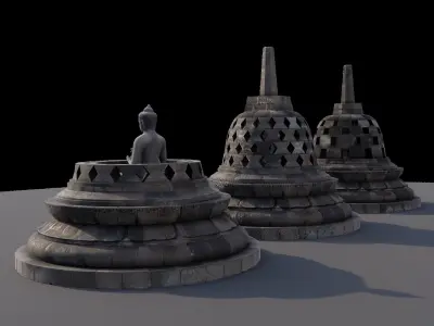 Borobudur 3D Model -Stupa Only- Low-poly 3D model