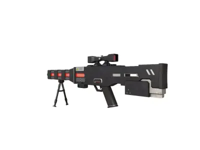 Futuristic Sniper Rifle Low-poly 3D model buy