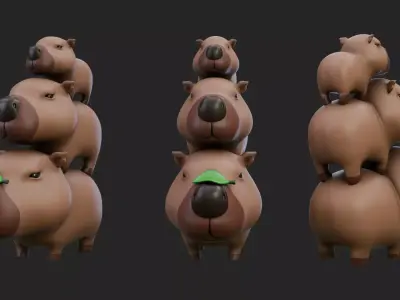 Cute Capybara  Low-poly 3D model
