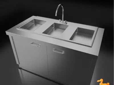 Food Truck Sink - Commercial Kitchen 3D Model Low-poly 3D model