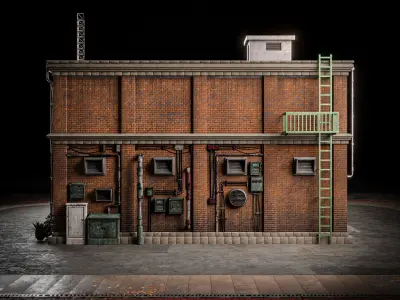 URBAN BUILDING OLD HORROR 1 Low-poly 3D model