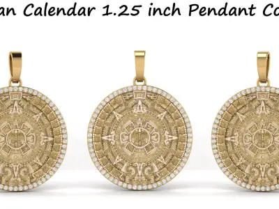 Mayan Calendar 1 and 25inch Diamond Pendant 3D print model